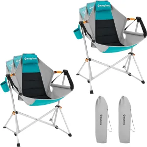 KingCamp Hammock Camping Chair, Swinging Portable Folding Camp Chairs for Adults 400lbs Heavy Duty Foldable Oversized Rocker with Aluminum Alloy Frame Cup Holder Pillow for Outdoor Beach Patio Sport