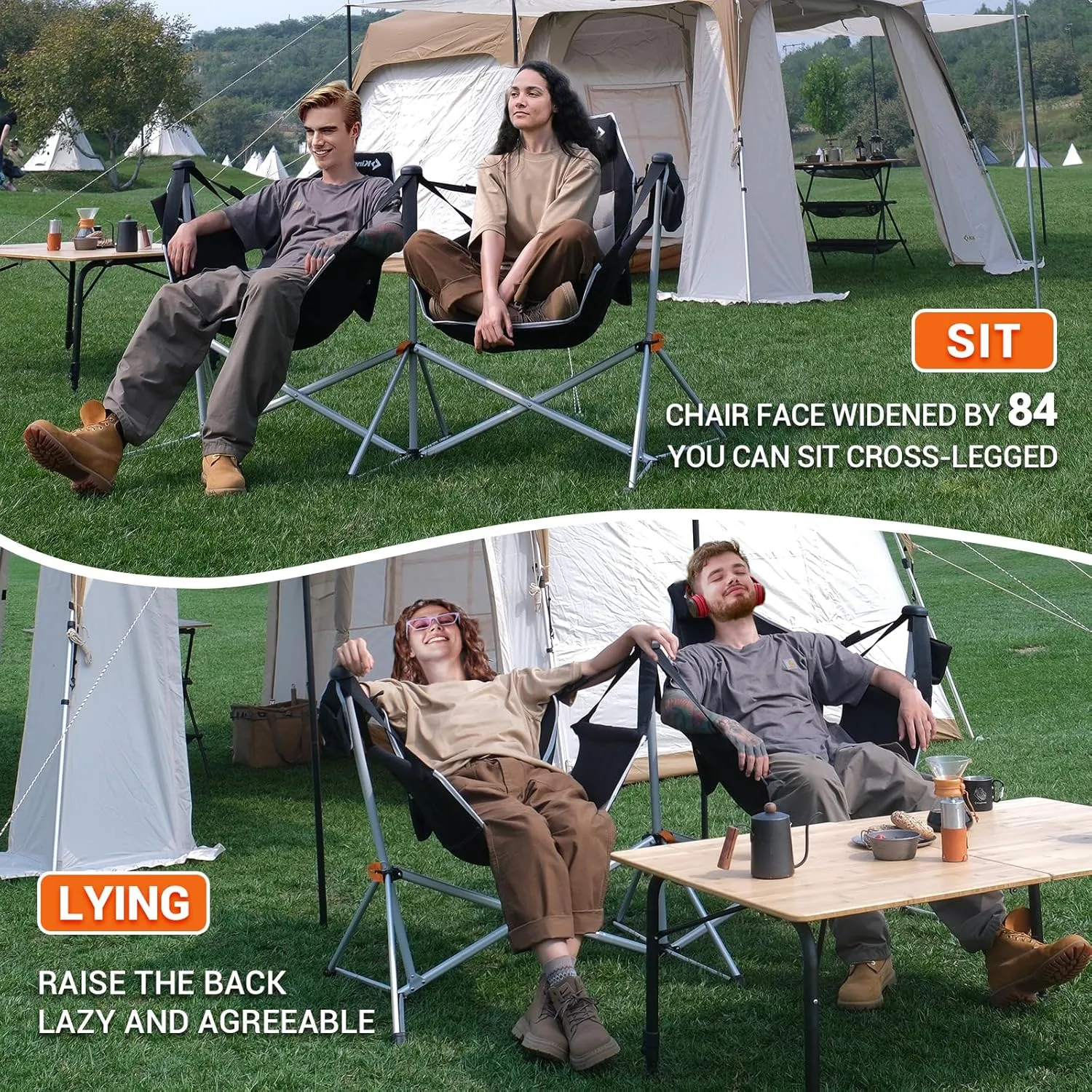 KingCamp Hammock Camping Chair, Swinging Portable Folding Camp Chairs for Adults 400lbs Heavy Duty Foldable Oversized Rocker with Aluminum Alloy Frame Cup Holder Pillow for Outdoor Beach Patio Sport