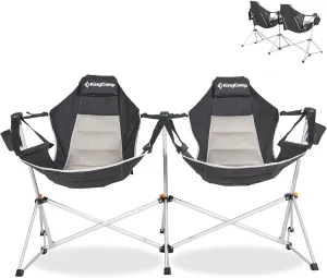 KingCamp Hammock Camping Chair, Swinging Portable Folding Camp Chairs for Adults 400lbs Heavy Duty Foldable Oversized Rocker with Aluminum Alloy Frame Cup Holder Pillow for Outdoor Beach Patio Sport