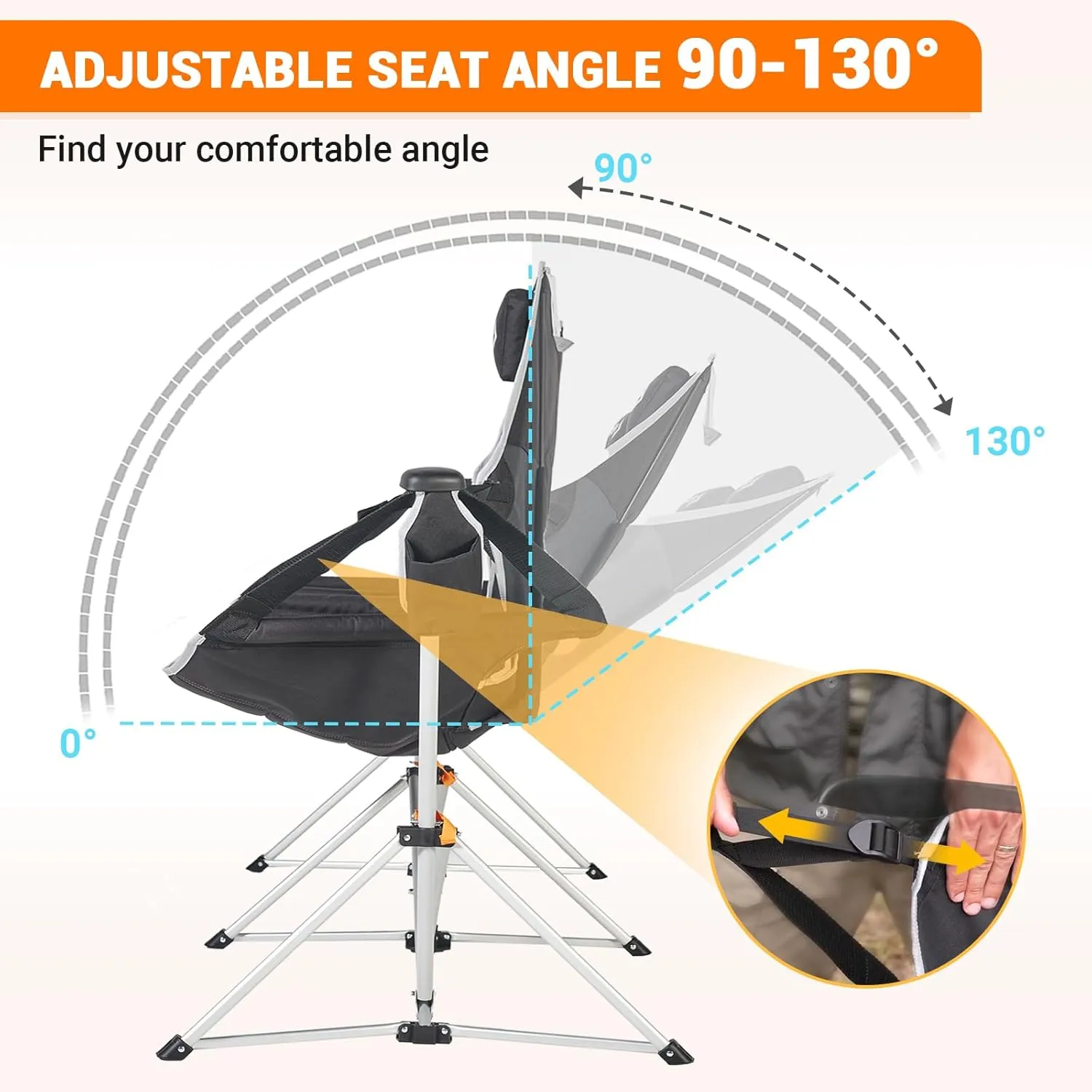 KingCamp Hammock Camping Chair, Swinging Portable Folding Camp Chairs for Adults 400lbs Heavy Duty Foldable Oversized Rocker with Aluminum Alloy Frame Cup Holder Pillow for Outdoor Beach Patio Sport
