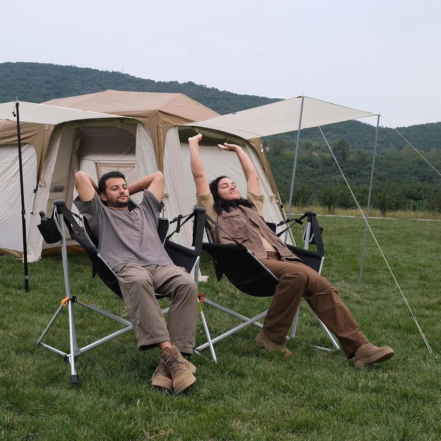 KingCamp Hammock Camping Chair, Swinging Portable Folding Camp Chairs for Adults 400lbs Heavy Duty Foldable Oversized Rocker with Aluminum Alloy Frame Cup Holder Pillow for Outdoor Beach Patio Sport