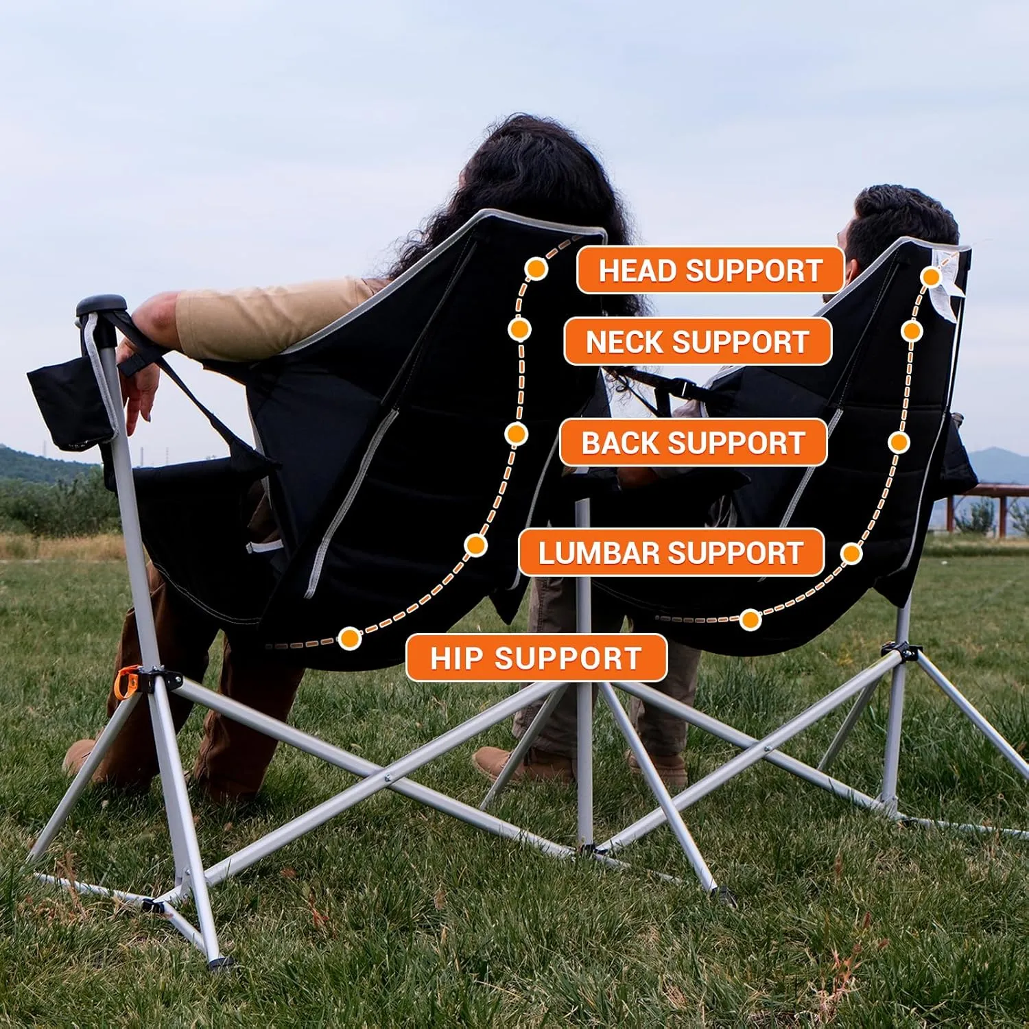 KingCamp Hammock Camping Chair, Swinging Portable Folding Camp Chairs for Adults 400lbs Heavy Duty Foldable Oversized Rocker with Aluminum Alloy Frame Cup Holder Pillow for Outdoor Beach Patio Sport