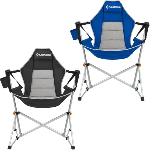 KingCamp Hammock Camping Swinging Chair, Folding Portable Camp Swing Chair for Outside Lawn Backyard with Love One, 2 Pack
