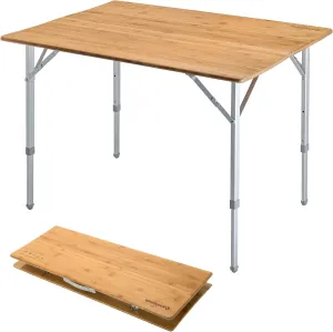 KingCamp Lightweight Stable Folding Camping Table Bamboo Outdoor Folding Tables Adjustable Height Portable Picnic