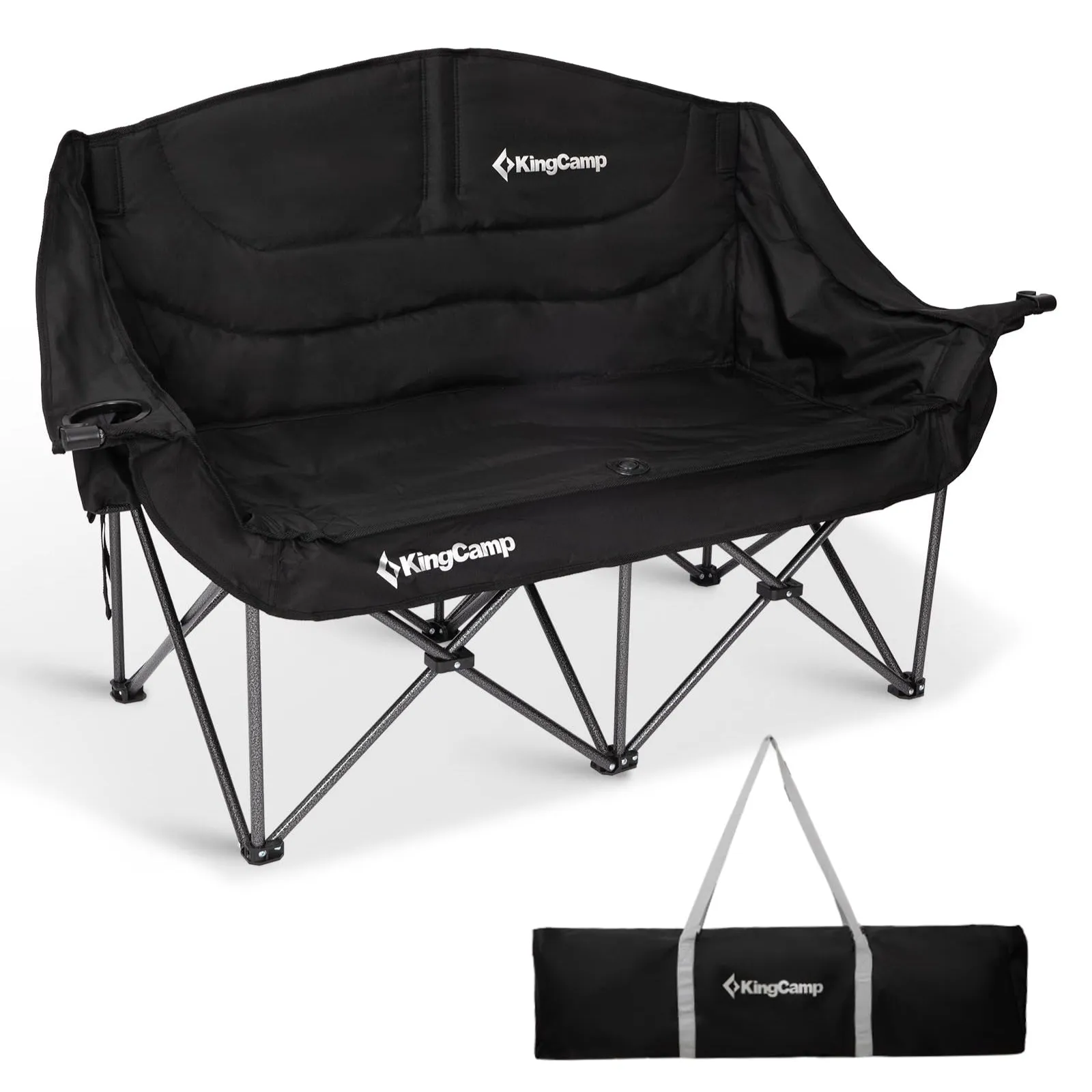 KingCamp Outdoor Dining & Relaxation Set – Hybrid Roll-Top Table   Oversize Double Camping Loveseat