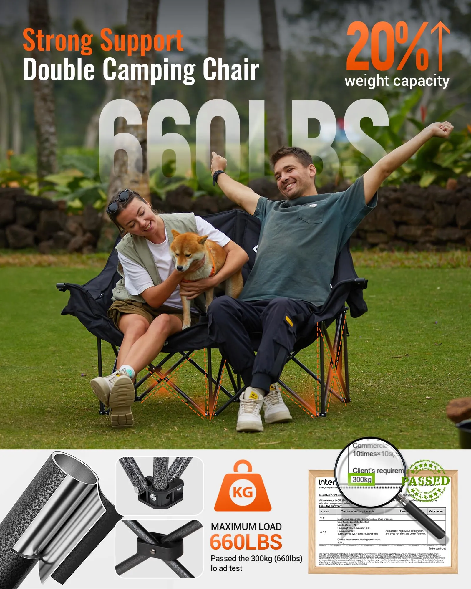 KingCamp Outdoor Dining & Relaxation Set – Hybrid Roll-Top Table   Oversize Double Camping Loveseat