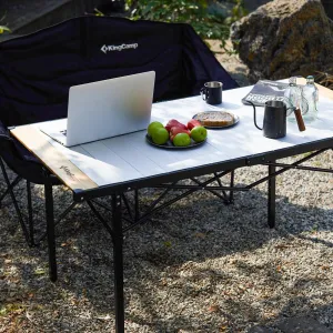 KingCamp Outdoor Dining & Relaxation Set – Hybrid Roll-Top Table   Oversize Double Camping Loveseat