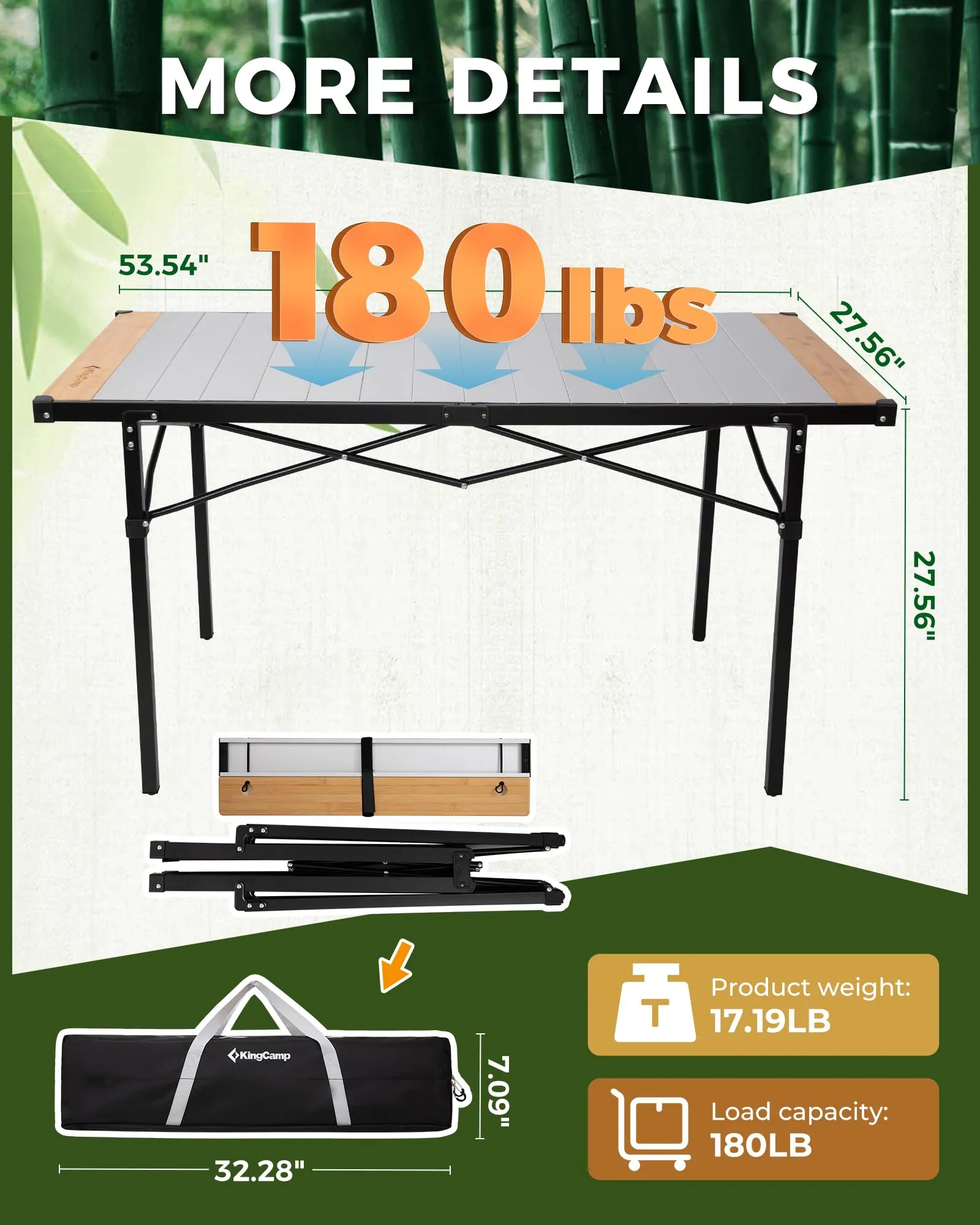 KingCamp Outdoor Dining & Relaxation Set – Hybrid Roll-Top Table   Oversize Double Camping Loveseat