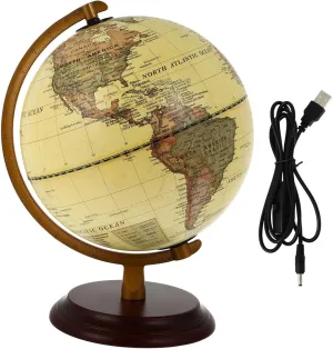 Kisangel Decorative Terrestrial Globe with Lamp Vintage Geography Globe Adornment for Tabletop Decor Teaching Aid and Home Decoration