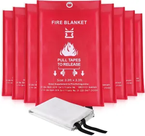 KITOSUN Fire Blanket for Kitchen Home Emergency - Fiberglass Blankets Fire Survival Suspension Flames Retardant Extinguisher Great for Stove Car Garage Office Camping Caravan BBQ Safety (8-Pack)