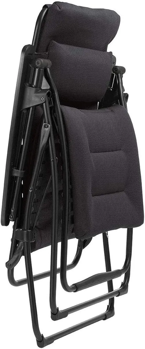 Lafuma Futura XL Air Comfort Zero Gravity Recliner (Acier Black) Extra Large Padded Folding Outdoor Reclining Chair