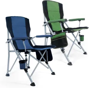 Lamberia 2 PCS Camping Chair for Adults, Heavy Duty 330lbs Capacity Folding Chairs for Outdoor, 600D Oxford Mesh High Back Camping Chairs with Arm Rest Cup Holder and Portable Carrying Bag