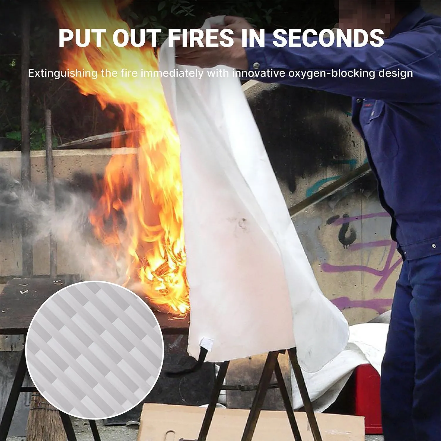 Lancryen 2025 Emergency Fire Blanket, Fire Extinguisher Blanket, Fire Suppression Fabric Flame Retardant Towel Flame Safety Cloth for Home, Kitchen, School, Grill, Car, Office, Warehouse(40” x 40”)