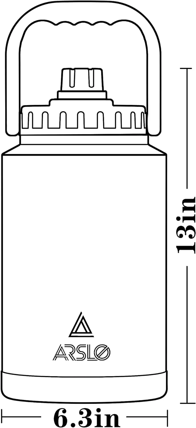 large Insulated Water Jug With Handle, One Gallon Insulated Water Bottle, 1 Gallon Stainless Steel Water Jug