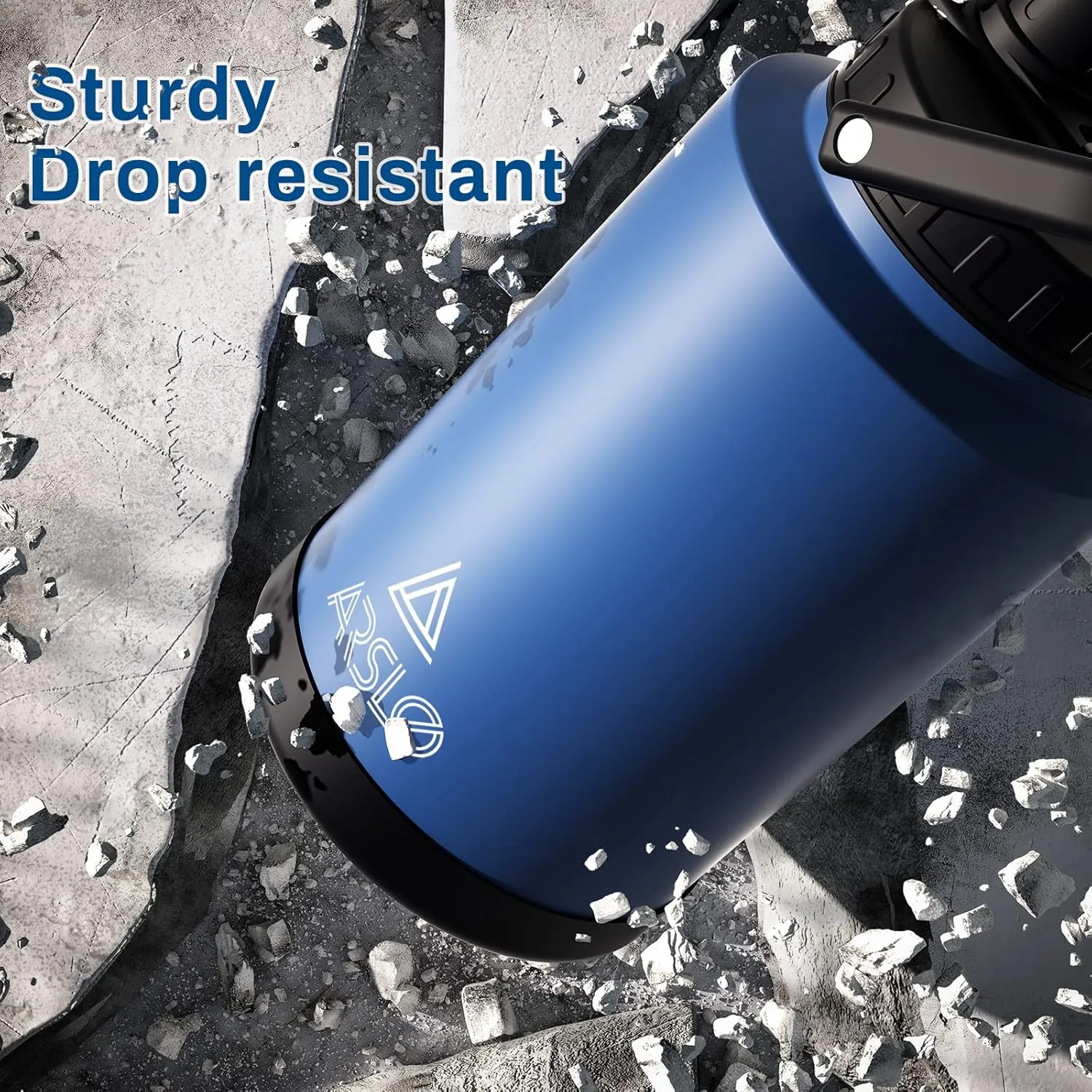 Large Insulated Water Jug With Handle, One Gallon Insulated Water Bottle, One Gallon Stainless Steel Water Bottle, Blue, 128 oz, 1 Count (Pack of 1)