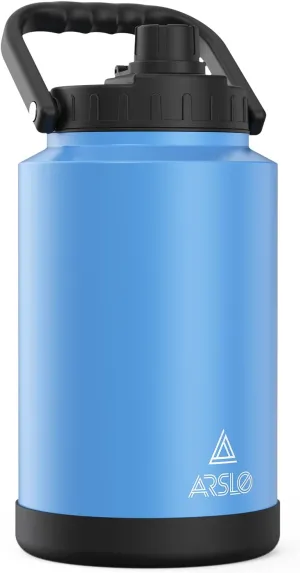 Large Insulated Water Jug With Handle, One Gallon Insulated Water Bottle, One Gallon Stainless Steel Water Bottle, Blue, 128 oz, 1 Count (Pack of 1)