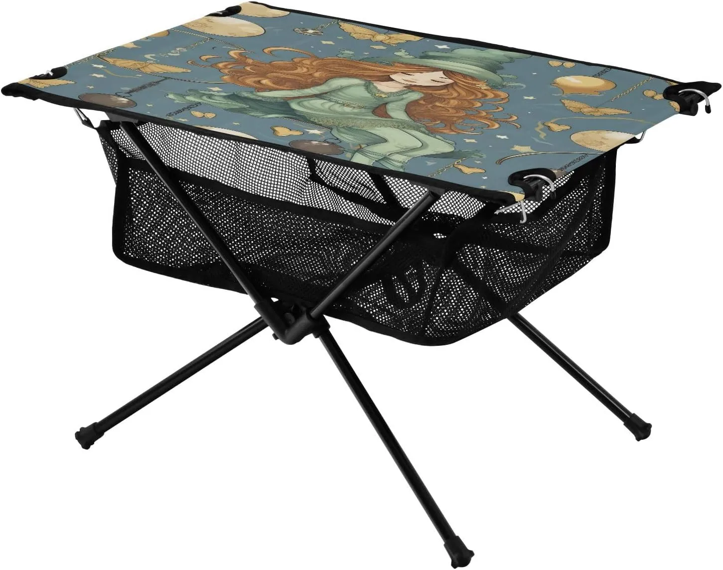 Leprechaun Pattern Portable Folding Camping Table, Compact Lightweight Beach Table with Carrying Bag for Outdoor Picnics, BBQs, Camp