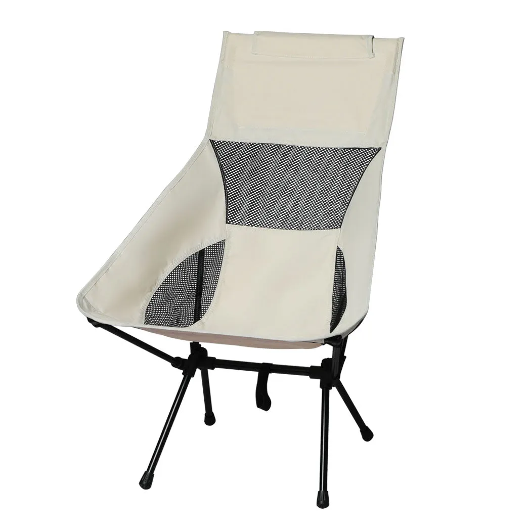 Levede Camping Chair Folding Outdoor Large Beige-TAS_Metro