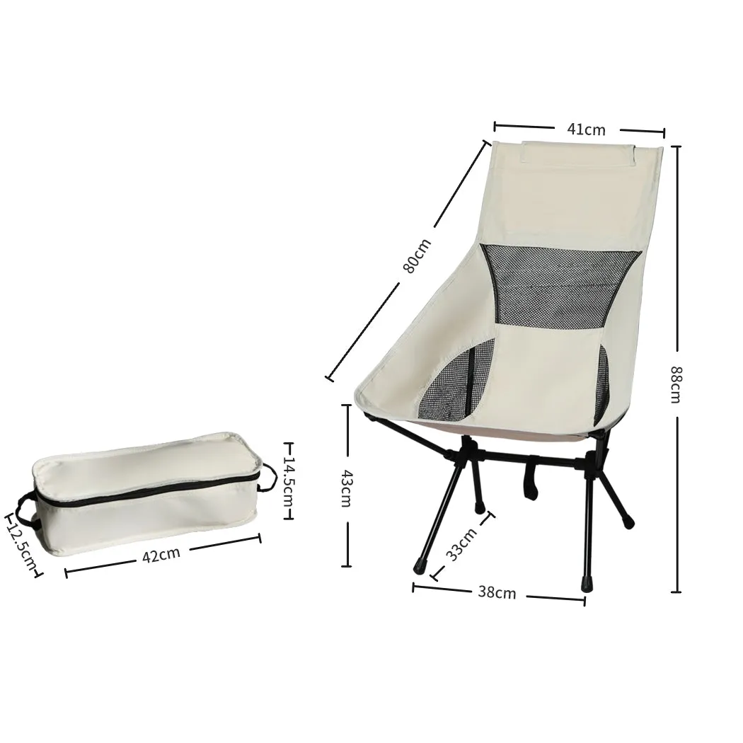 Levede Camping Chair Folding Outdoor Large Beige-VIC_Rural