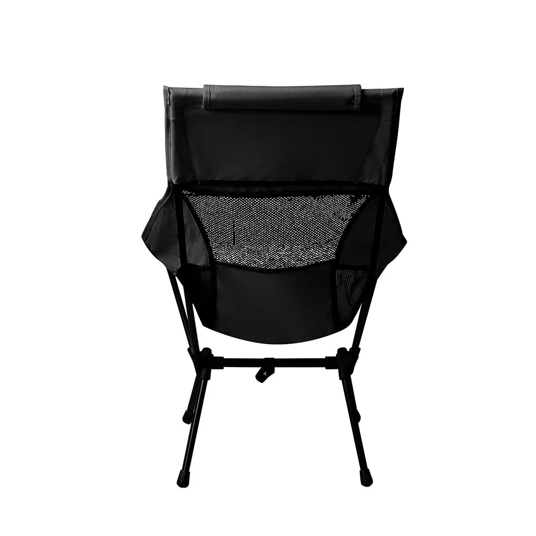 Levede Camping Chair Folding Outdoor Large Black-NT_Rural