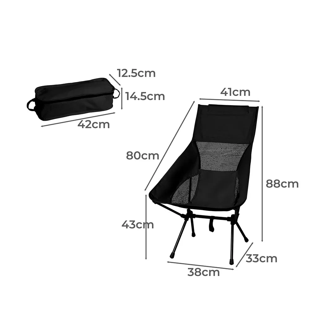 Levede Camping Chair Folding Outdoor Large Black-QLD_Rural