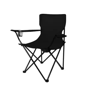 Levede Camping Chairs Folding Arm Foldable Black-WA_Rural