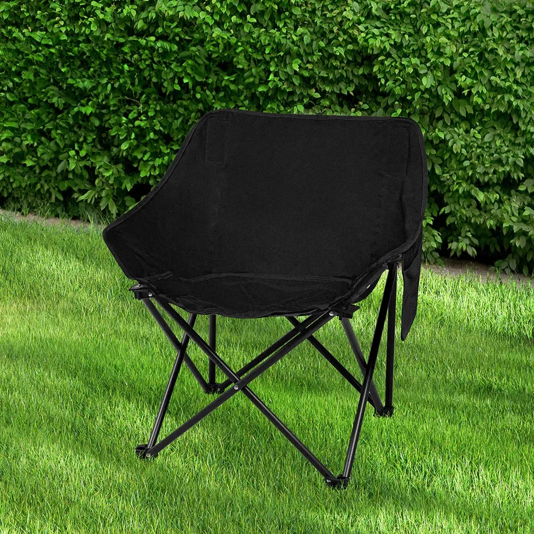 Levede Folding Camping Moon Chair Lightweight Black-ACT