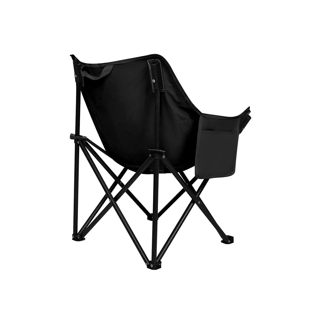 Levede Folding Camping Moon Chair Lightweight Black-ACT