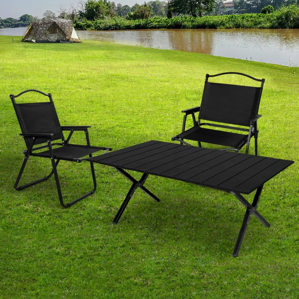 Levede Folding Camping Table Chair Set Portable Picnic Outdoor Egg Roll Foldable