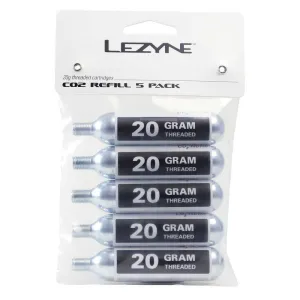 LEZYNE Threaded CO2 Cartridges 5-Pack for Quick and Easy Tire Inflation, Road, Gravel, Mountain Bike Tires, Compact, Compatible with Threaded Inflator Heads.