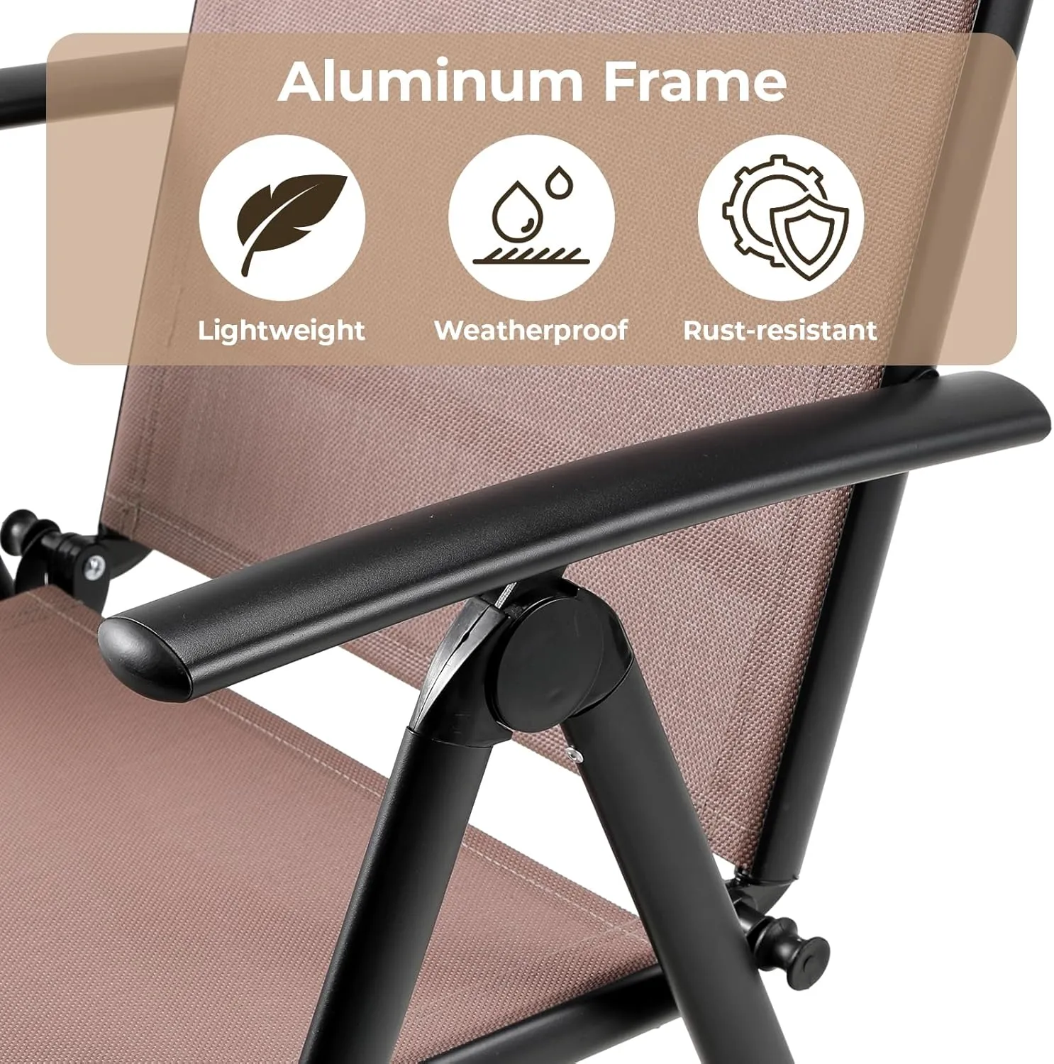 LIFERUN Folding Patio Chairs Set of 2, Outdoor Dining Chairs with Anti-Rust Aluminum Frame and Breathable Textilene Fabric, Weatherproof, No-Assembly, Portable Chairs for Garden, Yard & Balcony