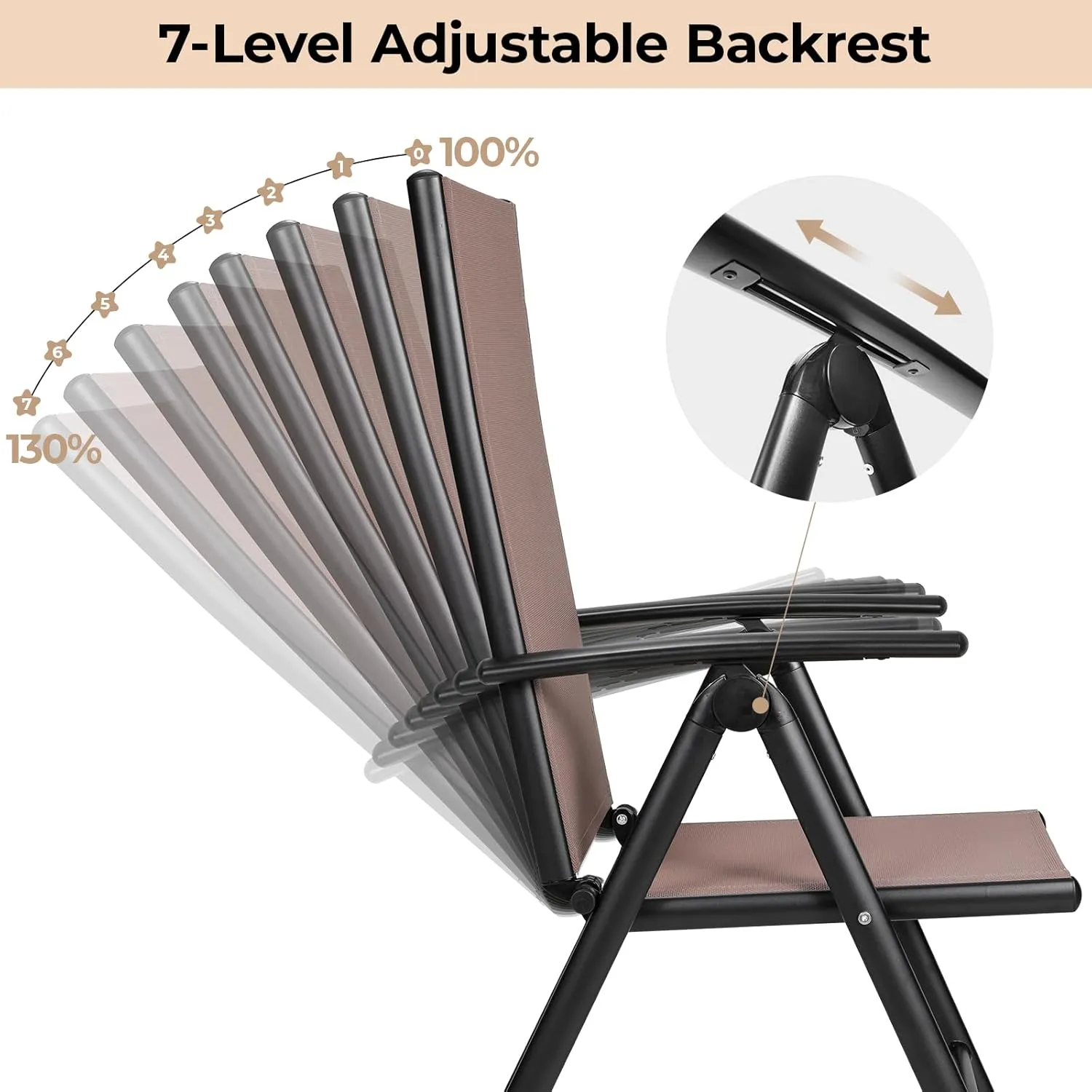 LIFERUN Folding Patio Chairs Set of 2, Outdoor Dining Chairs with Anti-Rust Aluminum Frame and Breathable Textilene Fabric, Weatherproof, No-Assembly, Portable Chairs for Garden, Yard & Balcony