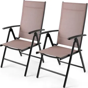 LIFERUN Folding Patio Chairs Set of 2, Outdoor Dining Chairs with Anti-Rust Aluminum Frame and Breathable Textilene Fabric, Weatherproof, No-Assembly, Portable Chairs for Garden, Yard & Balcony