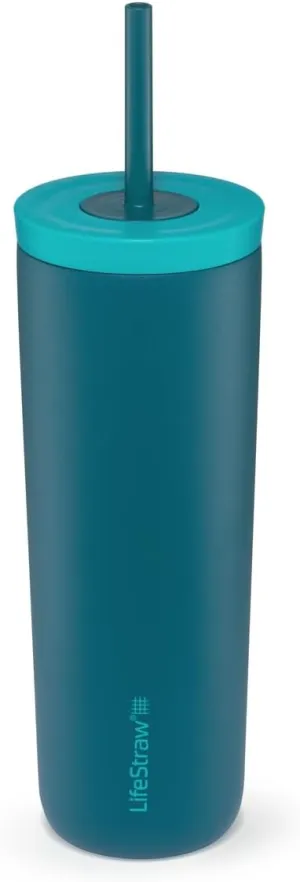 LifeStraw Go Series Tumbler – Double Wall Insulated Stainless Steel Water Filter, Laguna Teal, Designed for Everyday Use, Removes Bacteria, Parasites, Microplastics, and Improves Taste