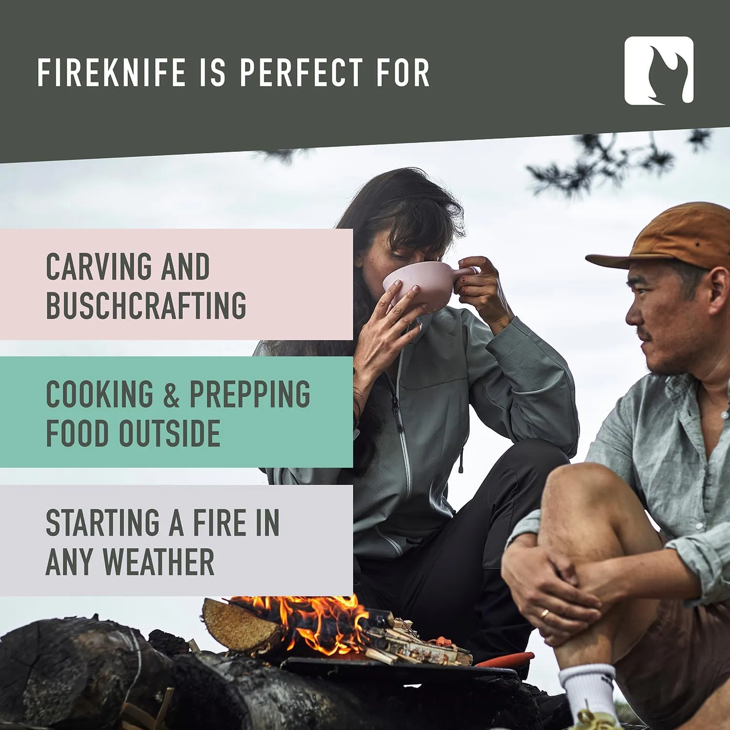 Light My Fire Knife 3.5-in Fixed Blade Survival & Camping Knife with Sheath, Magnesium Flint Fire Starter 3,000 Strikes