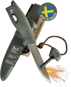 Light My Fire Knife 3.5-in Fixed Blade Survival & Camping Knife with Sheath, Magnesium Flint Fire Starter 3,000 Strikes