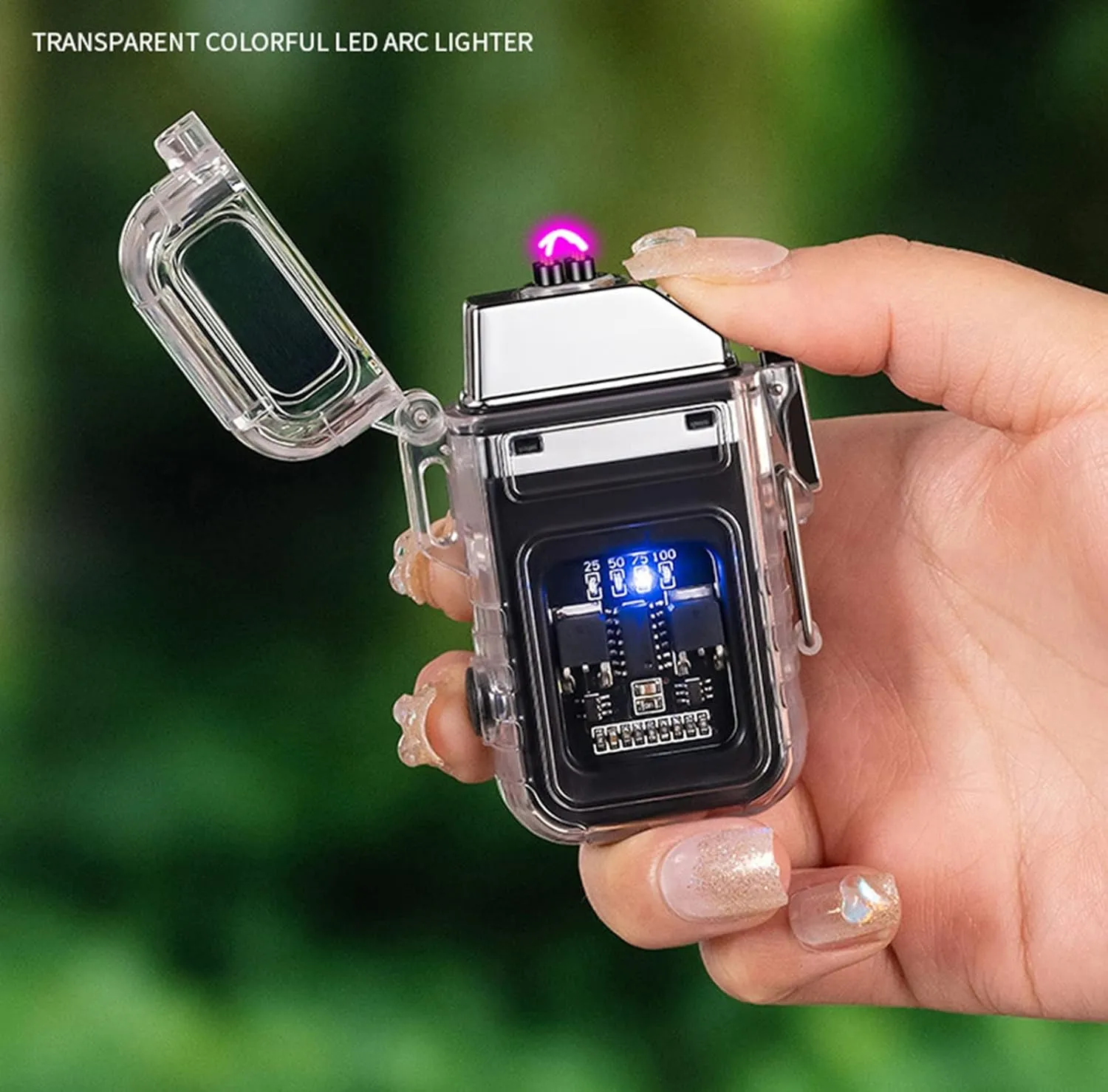 Lighter Arc Plasma Multifunctional Illumination Transparent Shell Waterproof USB Chargeable for Outdoor Camping The Climb Survive(H)