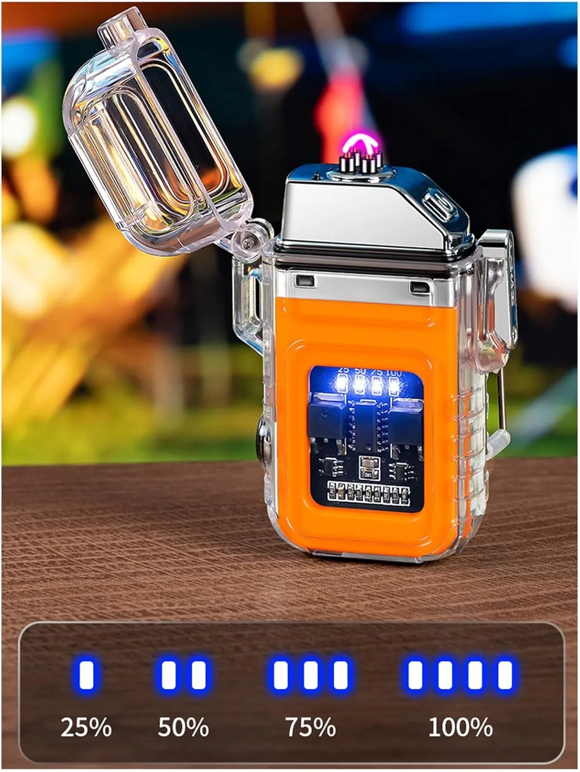 Lighter Arc Plasma Multifunctional Illumination Transparent Shell Waterproof USB Chargeable for Outdoor Camping The Climb Survive(H)