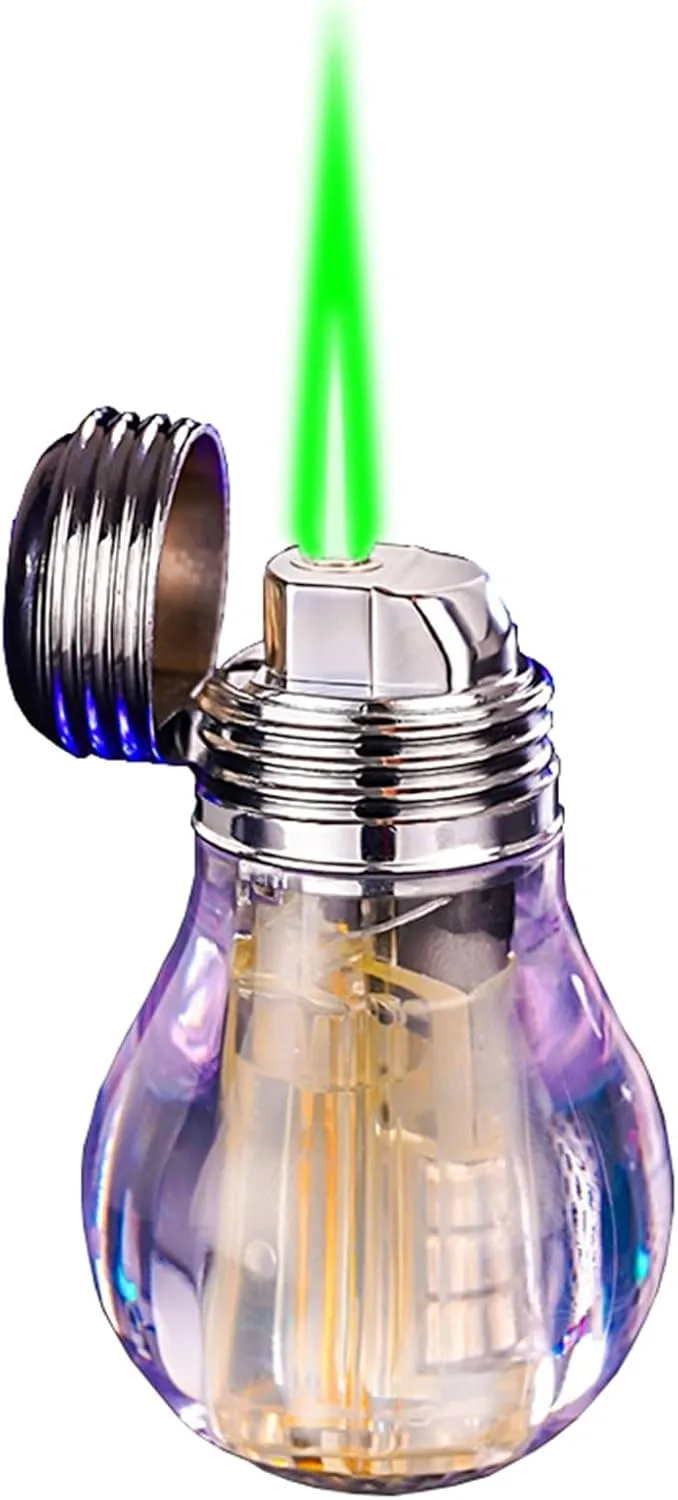 Lighter, Torch Lighter, Windproof Green Flame Lighter, Refillable Butane Lighter, Suitable for Outdoor, Indoor, Camping, BBQ, Candle, Birthday, Gift (No Gas)(C)
