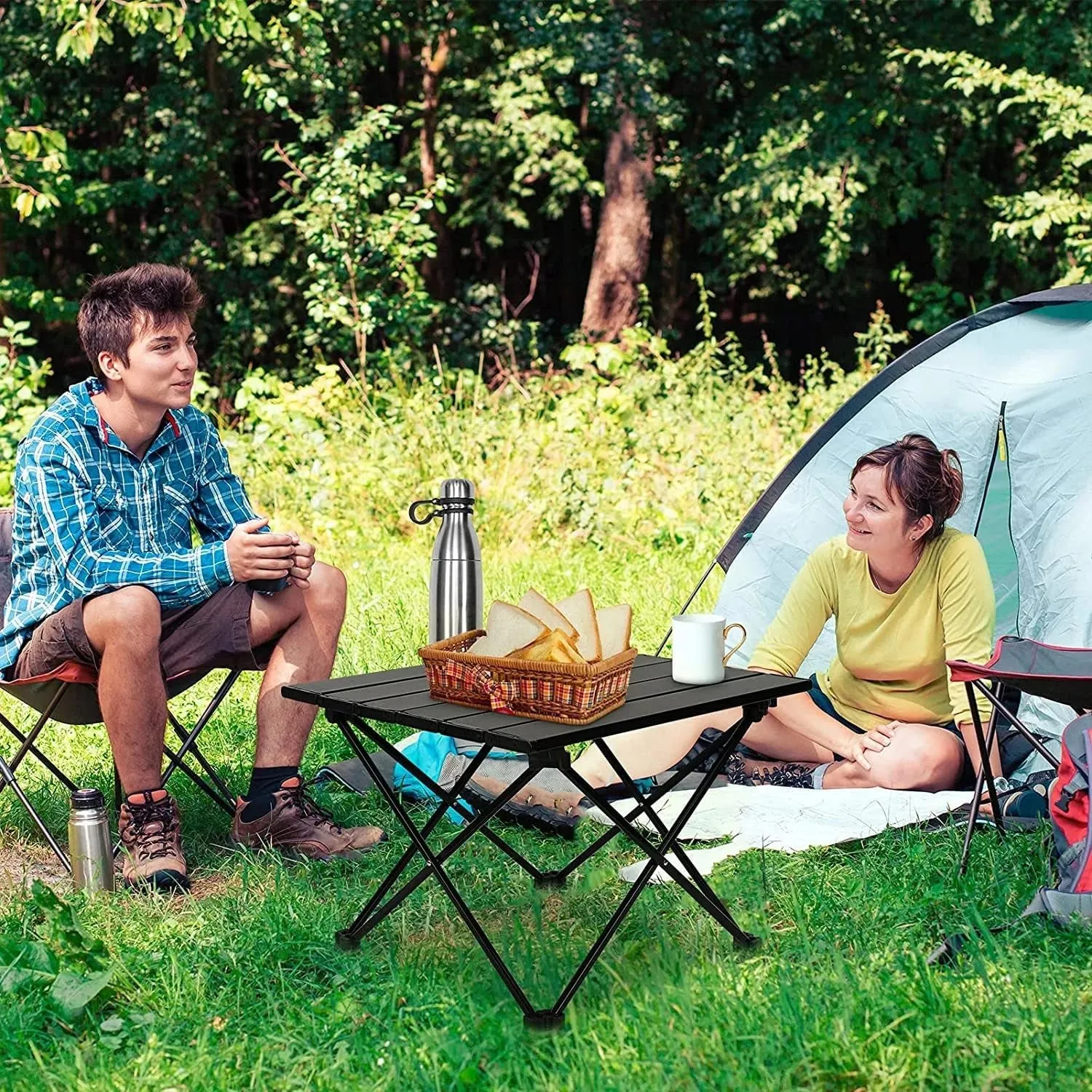 lightweight aluminum portable camping and picnic table
