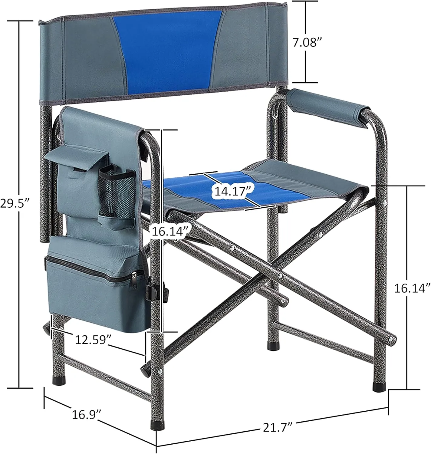 Lightweight Camping Chairs Supports 400lbs for Adults, Padded Folding Portable Camping Chair with Side Table Storage Pockets, Outdoor Camping, Picnics and Fishing (1pc)