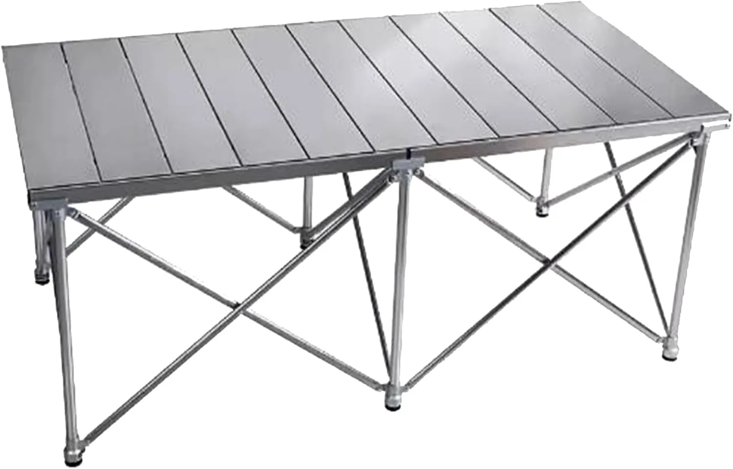 Lightweight Camping Table Portable Picnic Table Aluminum Folding Camping Table Roll Up Desktop for Outdoor Camping Hiking, Silver