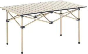 Lightweight Compact Folding Camping Table, Alloy Folding Roll Up Table for 4-6 Person for Picnic, Camping, Barbecue and Party,Portable Multifunctional Table with Carry Bag(B,95x50x50cm)