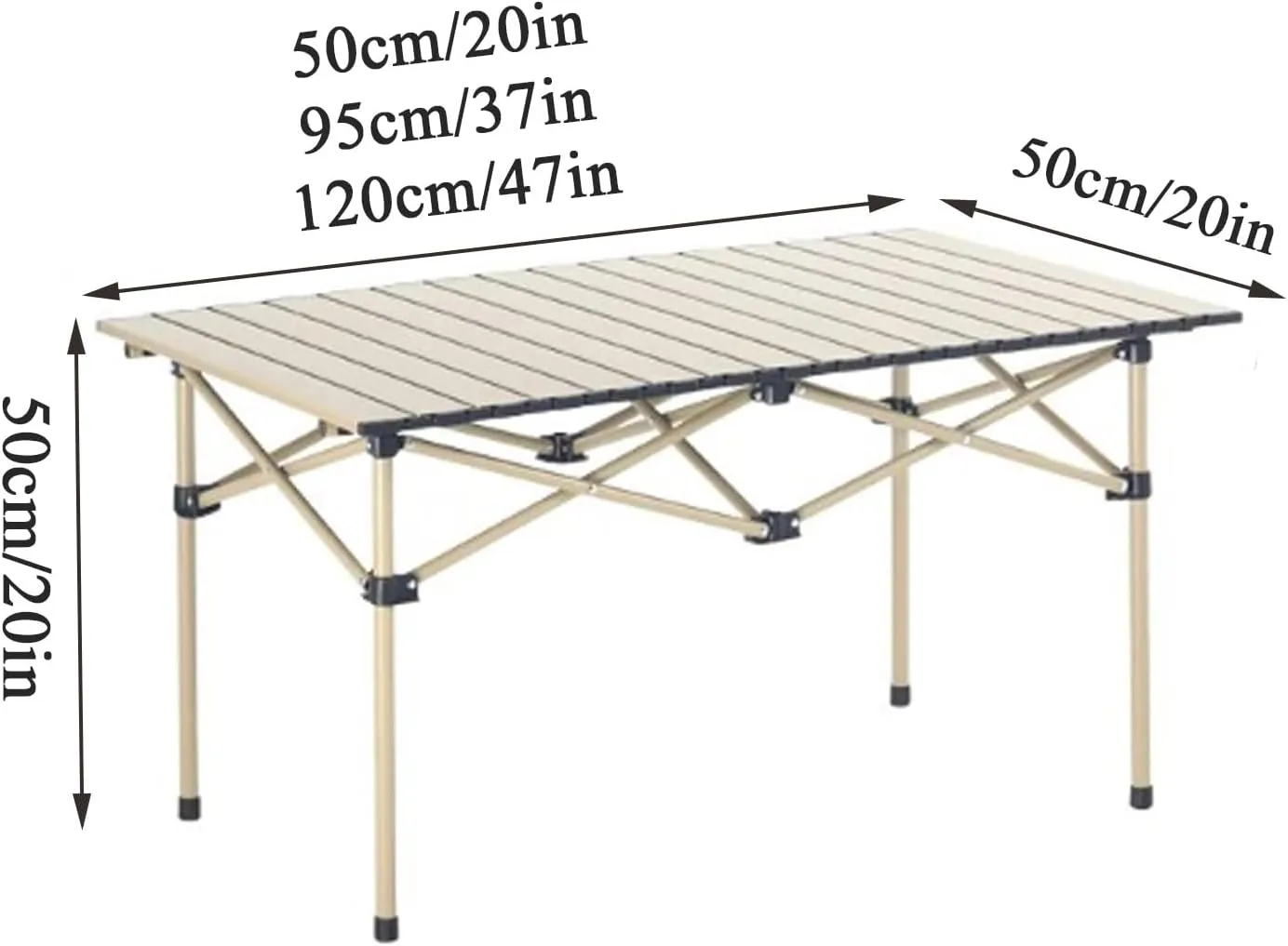 Lightweight Compact Folding Camping Table, Alloy Folding Roll Up Table for 4-6 Person for Picnic, Camping, Barbecue and Party,Portable Multifunctional Table with Carry Bag(B,95x50x50cm)