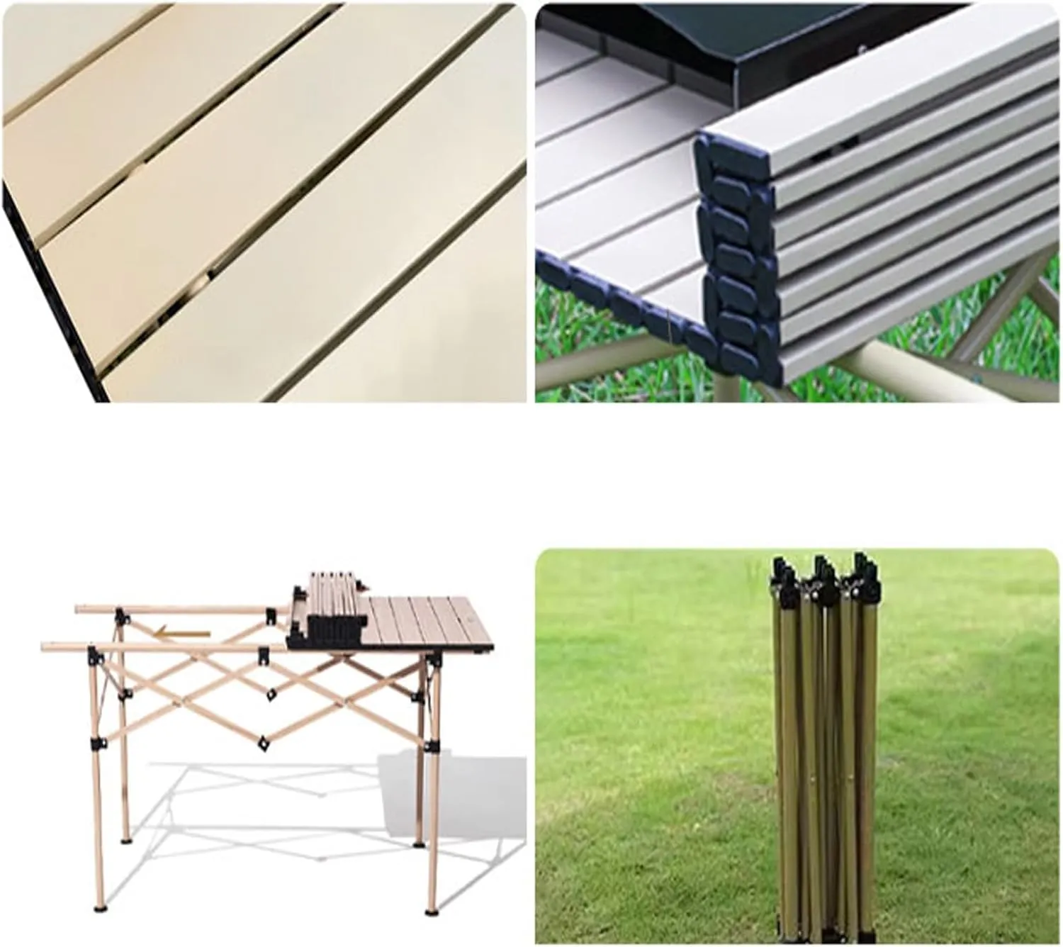 Lightweight Compact Folding Camping Table, Alloy Folding Roll Up Table for 4-6 Person for Picnic, Camping, Barbecue and Party,Portable Multifunctional Table with Carry Bag(B,95x50x50cm)