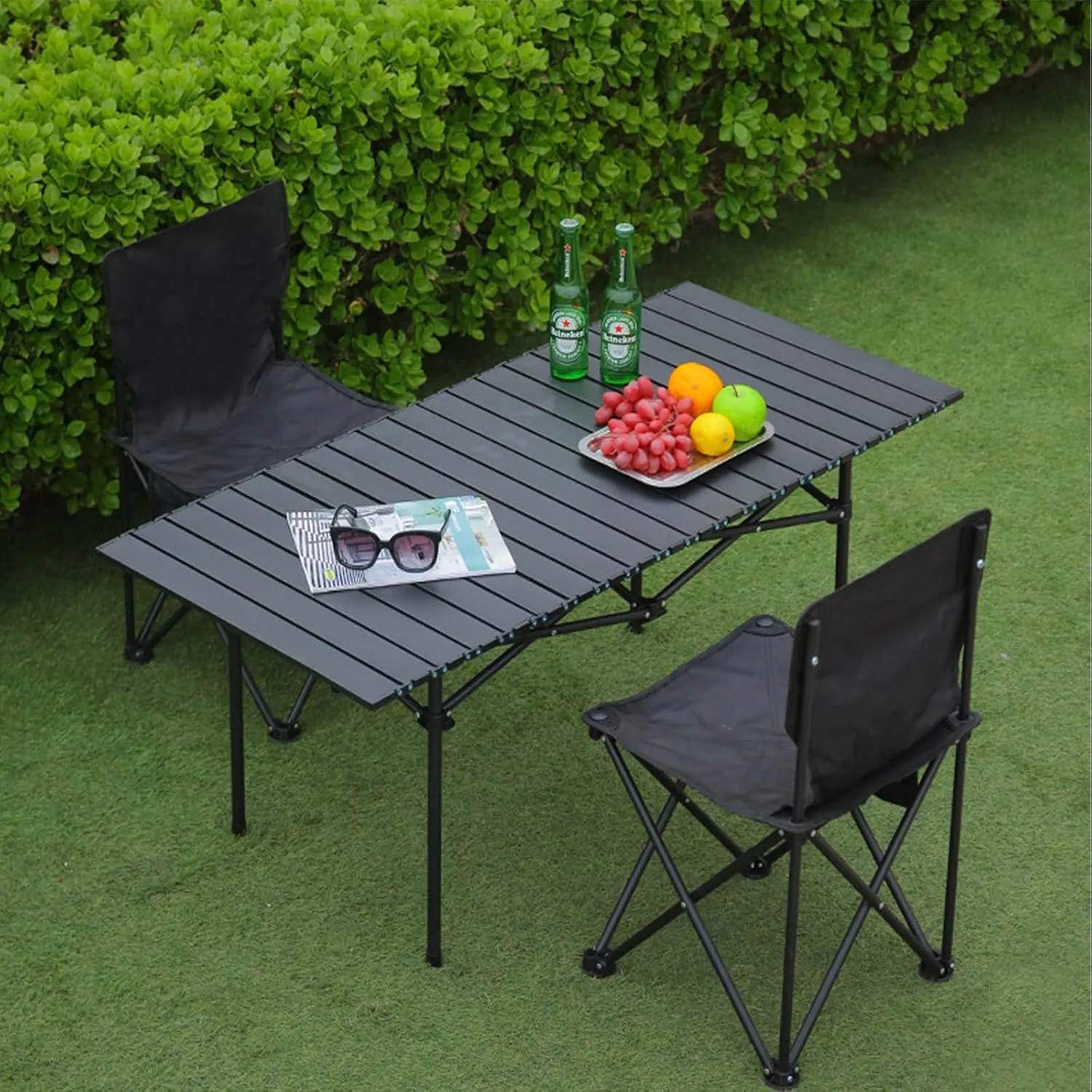 Lightweight Folding Camping Table, Portable Aluminum Table with Carry Bag, Perfect for Camping, Backpacking, Beach, and Outdoor Parties Light Yellow 50×53×50cm/19.7×20.9×19.7in