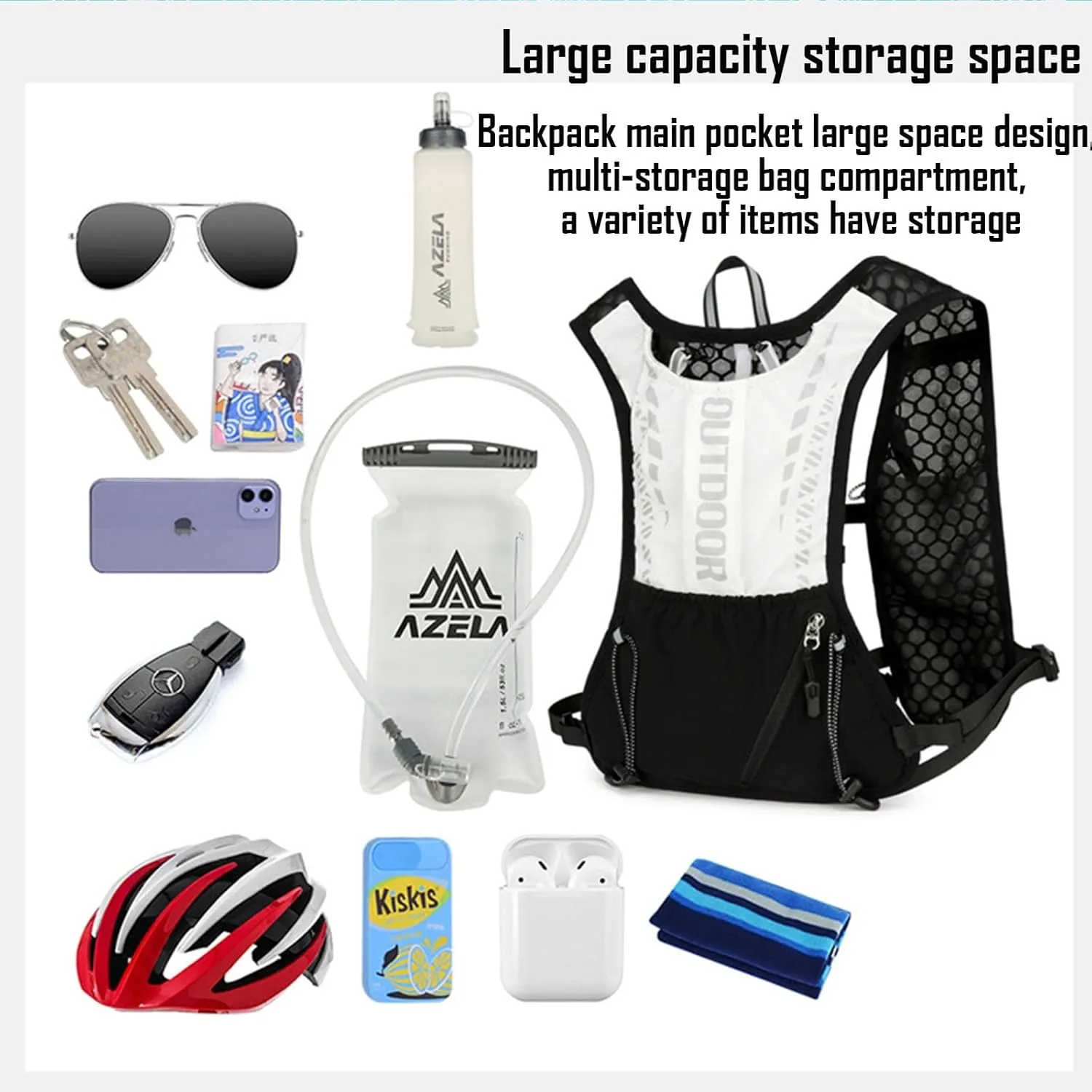 Lightweight Hydration Backpack with 2L Water Bladder, Insulated Hydration Pack for Cycling, Hiking, Running, Climbing