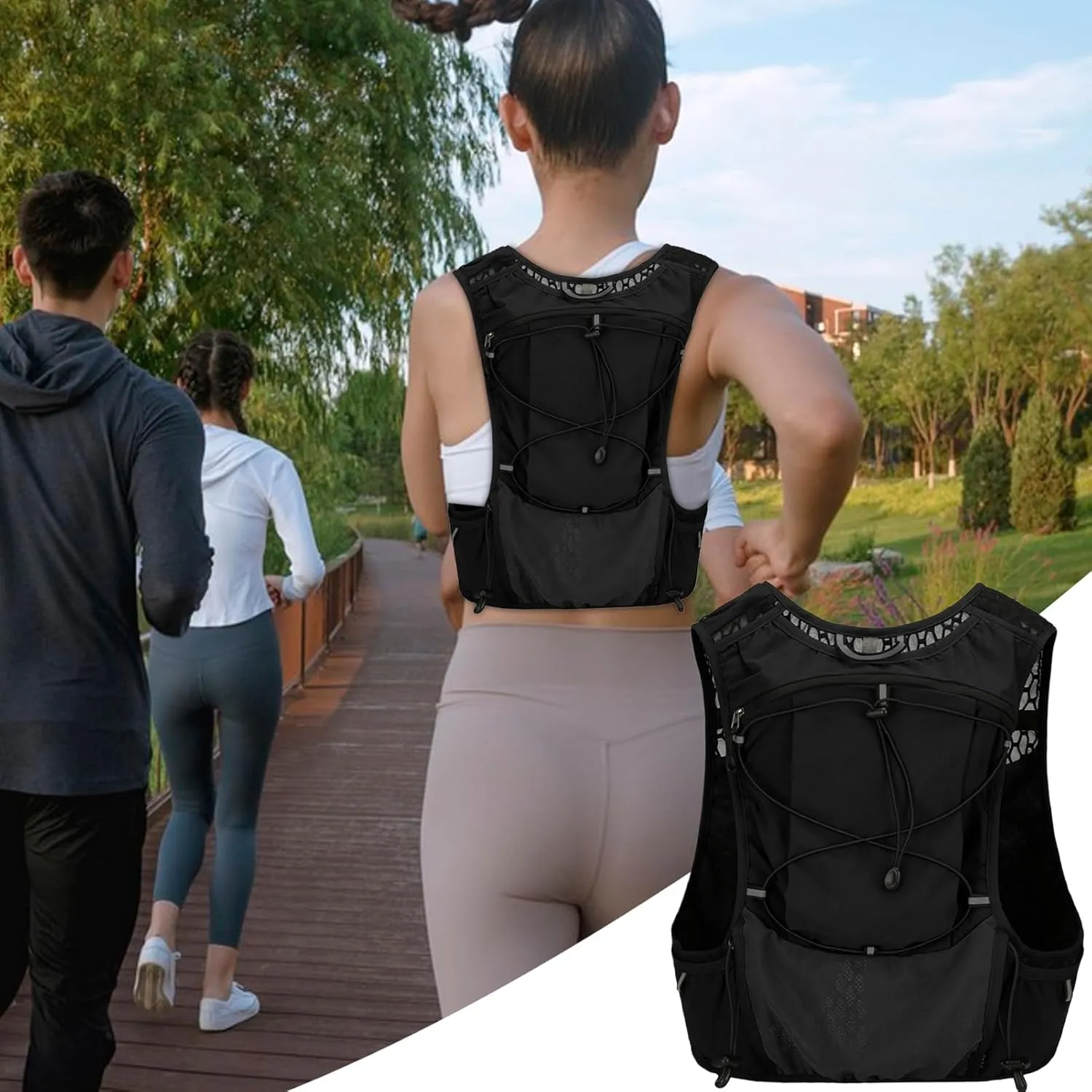 Lightweight Running Hydration Vest Backpack with Leakproof Water Bladder | Reflective Strip Daypack for Jogging, , Trail, Cycling | Adjustable Insulated Pack for Men & Women Outdoor Fitness