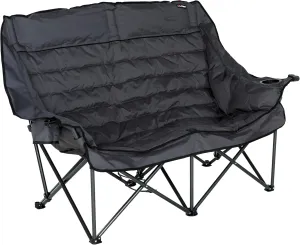 Lippert Big Bear Dark Grey Folding Camping Loveseat with 500-lb. Weight Capacity, Durable Mesh Fabrics, High-Loft Cushioning, Dual Cupholders, Storage Pocket, Zippered Carrying Bag - 2023053717