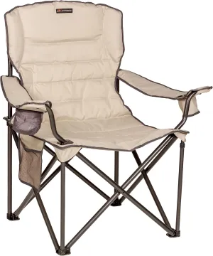 Lippert Campfire Deluxe Folding Chair - Sand, High-Loft, Foldable Cushion Chair, Dual Cup Holders, Power Coated Steel Frame, Durable 600D Outdoor Polyester Fabric, 500 lb. Capacity, 2022114819
